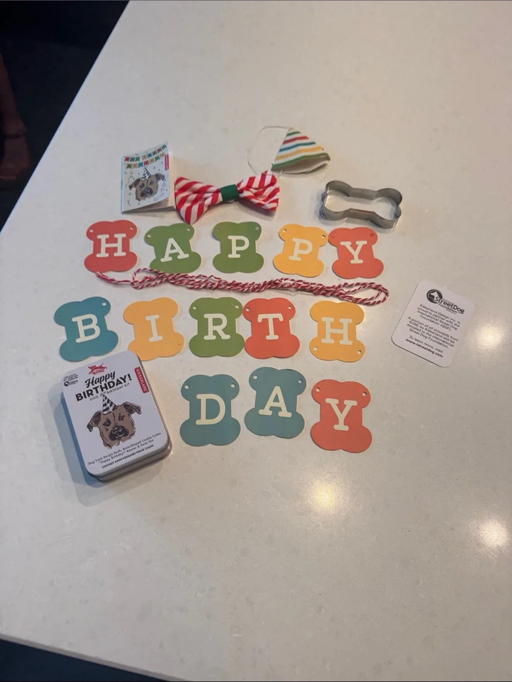 Multicolor Dog Birthday Banner & Bow Set by